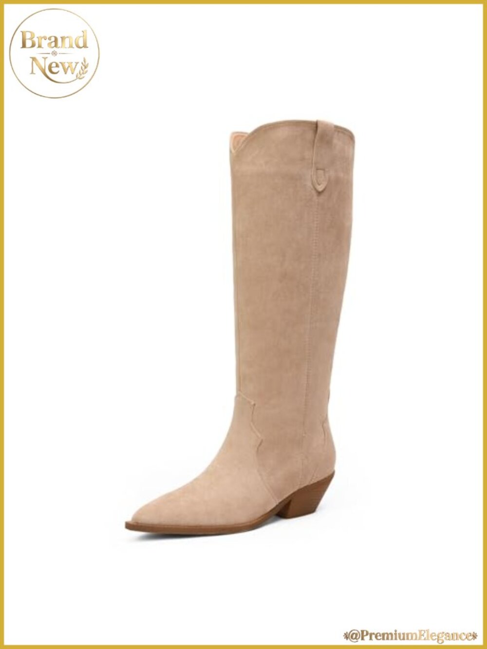 Women's Knee High Pointed Toe Boots 2" Chunky Heel Pull-On Western Riding Boot